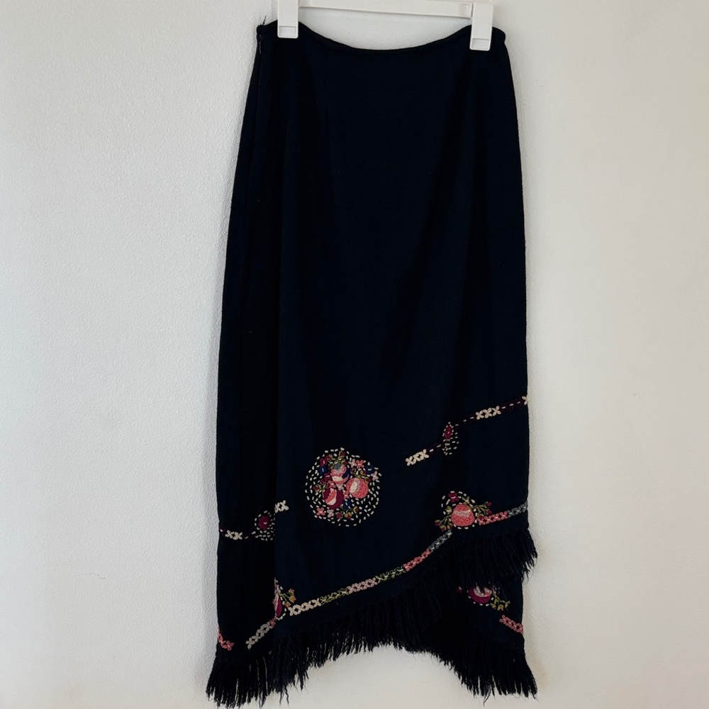 Free People Black Maxi Skirt with Pink Embroidery - Picture 5 of 7